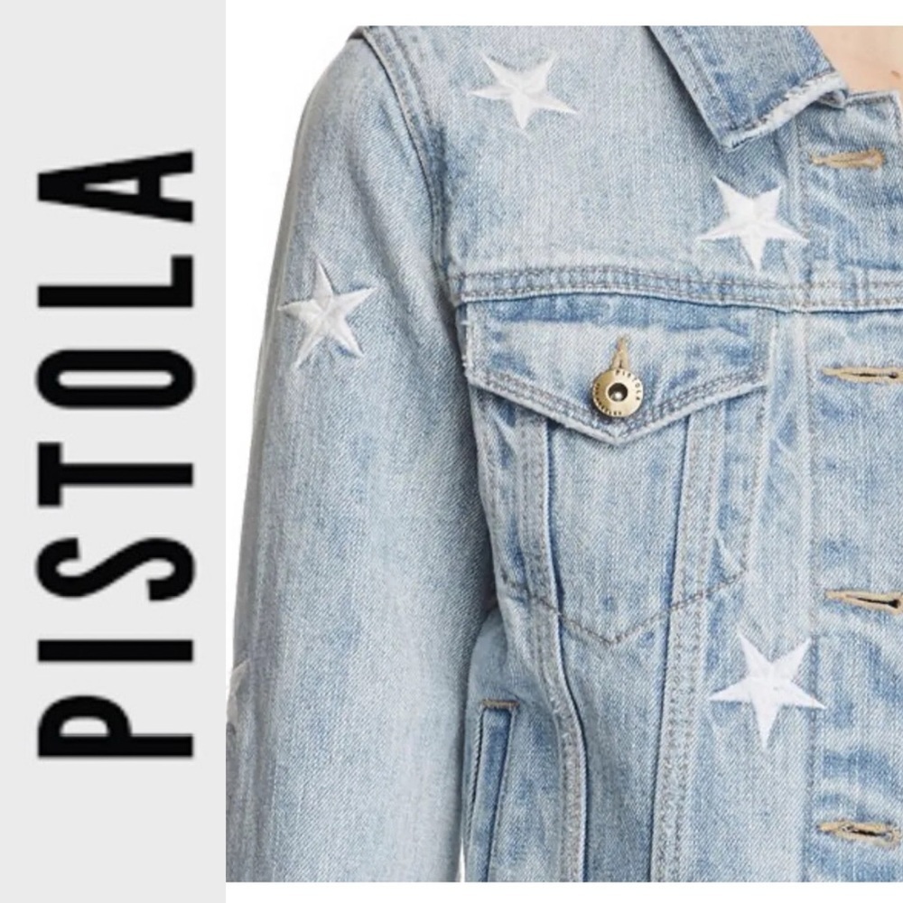 Like New Pistola Brando Star Embroidery Denim Jacket xs - Picture 3 of 15